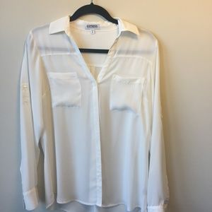 Express Portofino off-white button down shirt